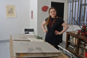 Melanie Delattre-Vogt is preparing a series of Octopus and  Fromage de Tête lithographs