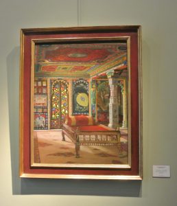 Inside the Palace of Jodhpur, a pastel of the Marharani's bedroom