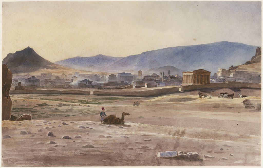 A view of Athens, 1834, watercolor and pencil on paper, the Lowell Institute