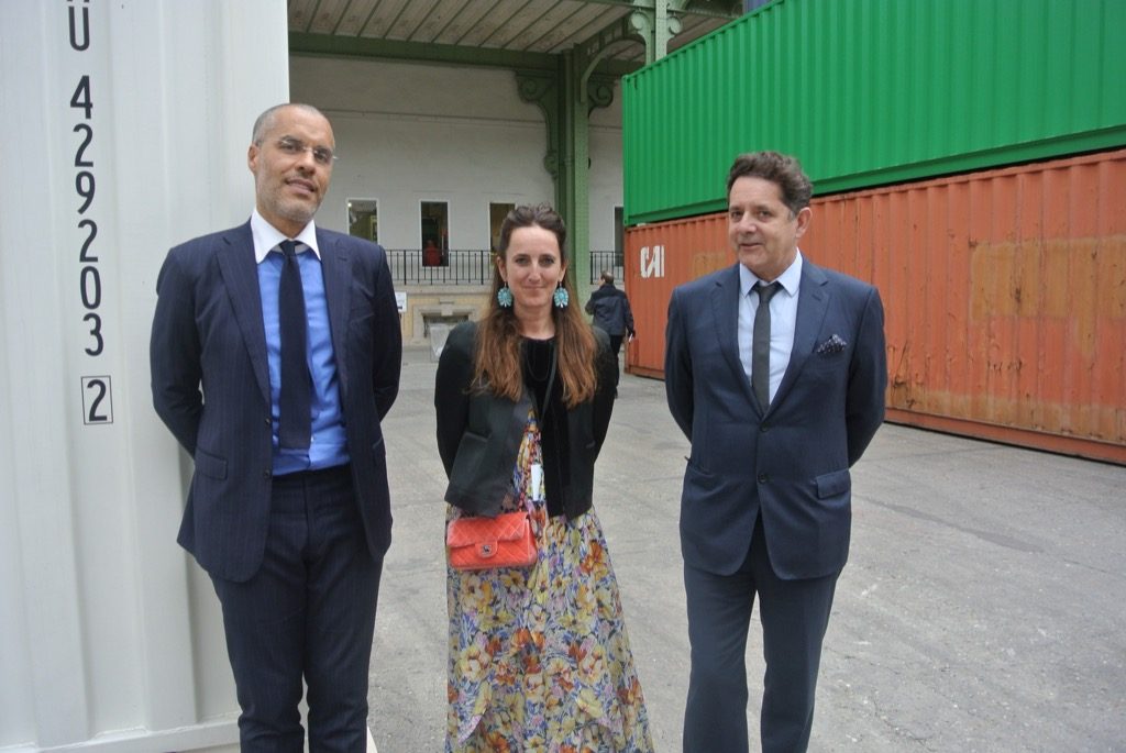 Kamel Mennour, Marie- Sophie Eiché-Demester and Jean de Loisy at the opening