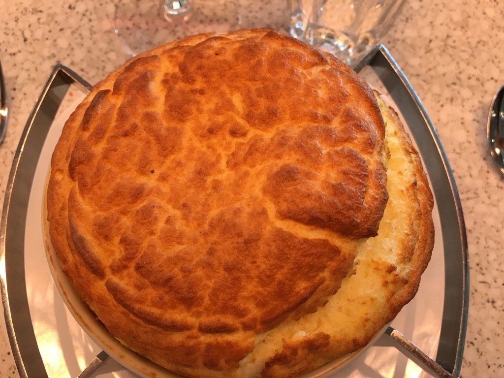 The cheese soufflé is great for lunch