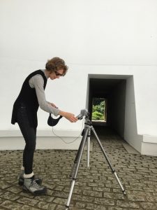New York artist Michelle Jaffé at work taping sound in James Turrell's installation