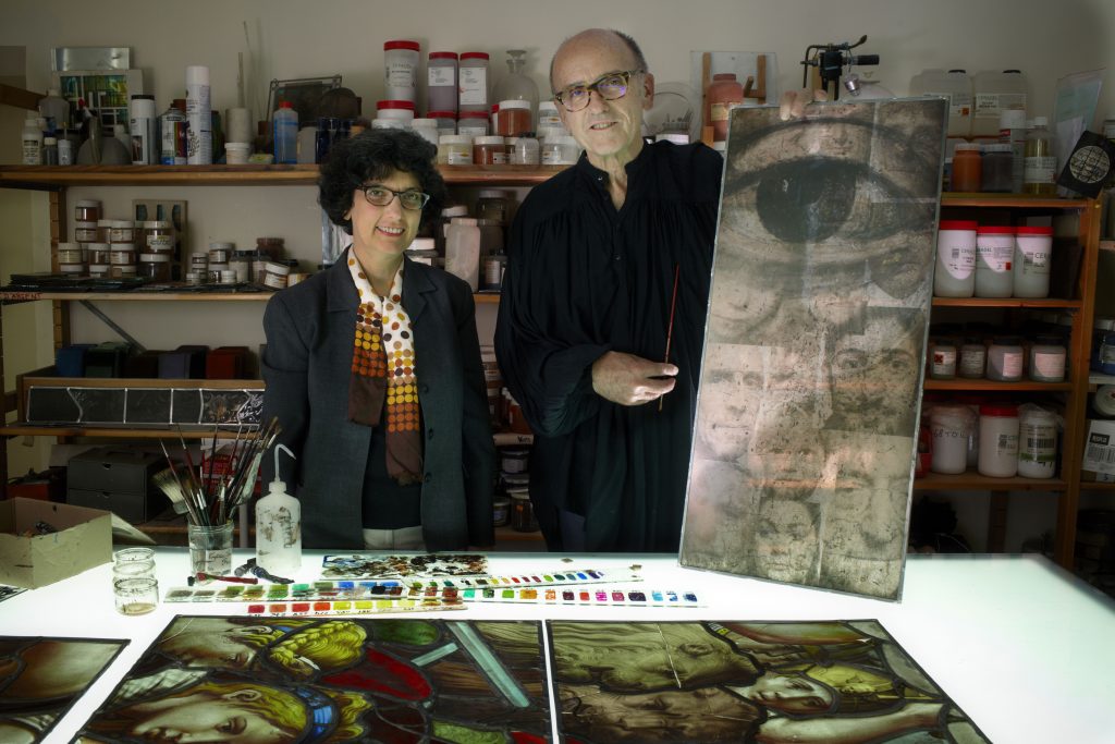 Artist Véronique Ellena and glass maker Pierre Alain Parot, photo Sophie Zenon